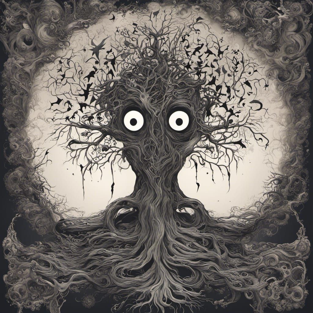 Nightmarish Yggdrasil Tree Under Attack