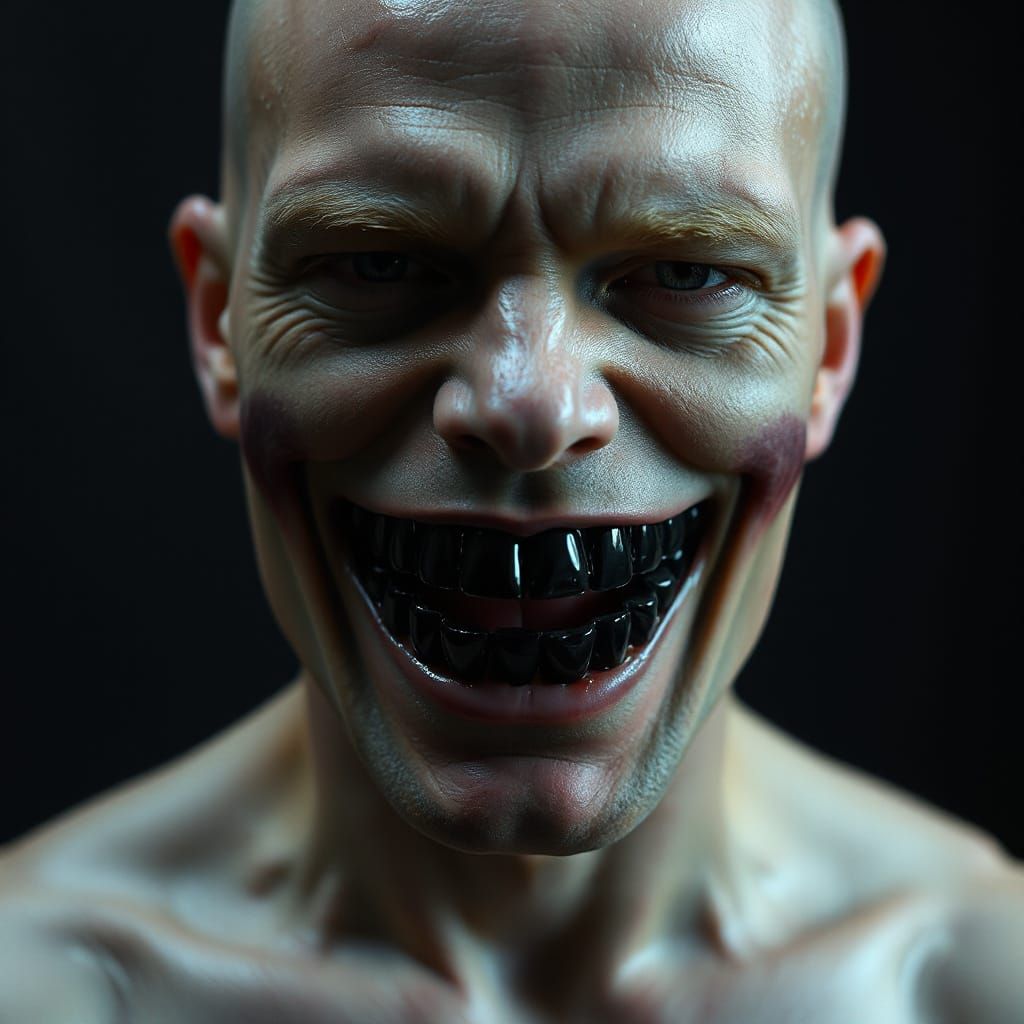 Evil Smirk Portrait: Onyx Jewel Teeth