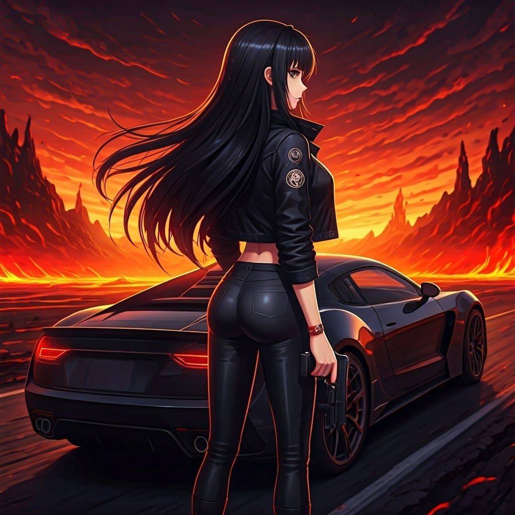 Cyberpunk Woman Stands Against Dark Forces