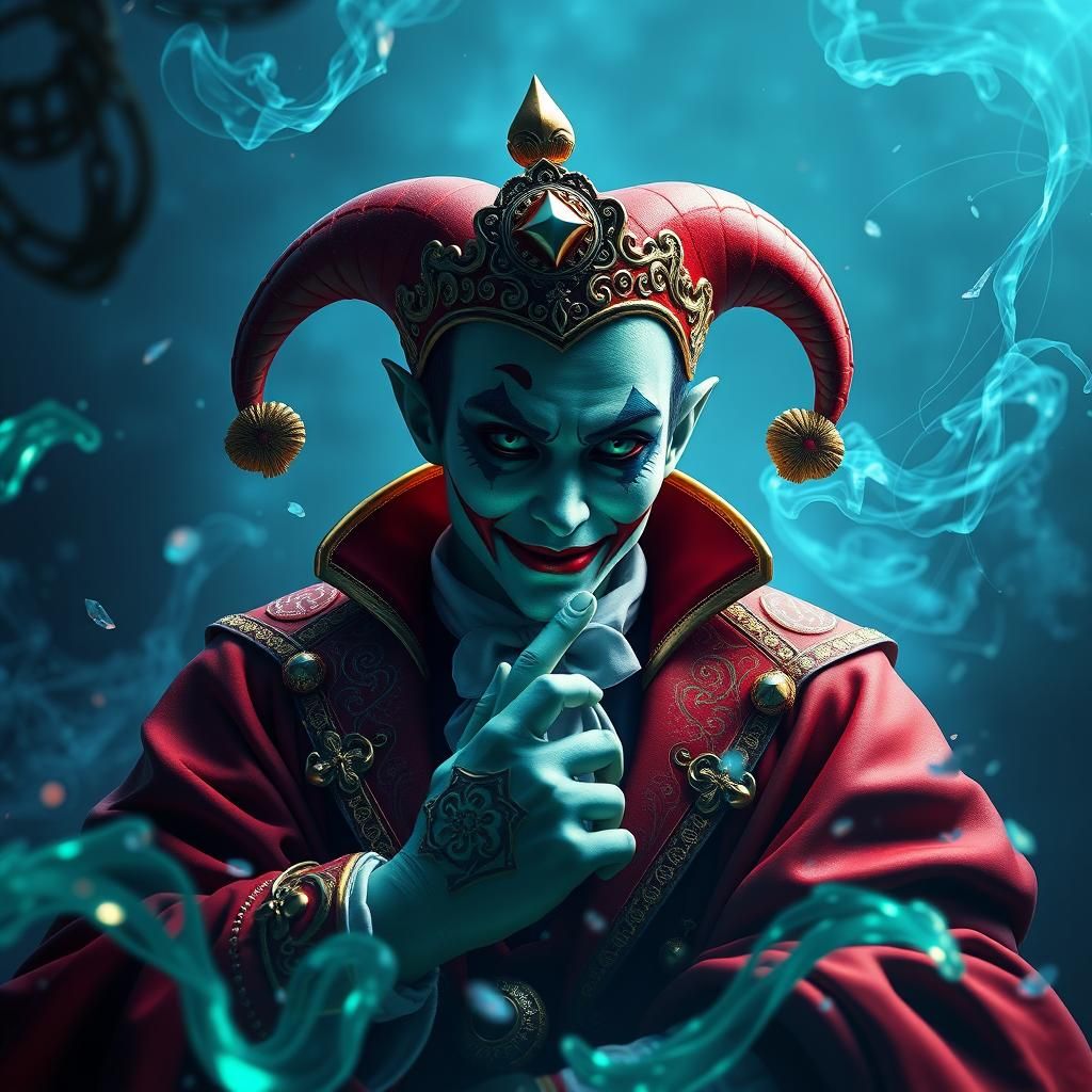 Ornate Joker Playing Card in Dreamlike Realm