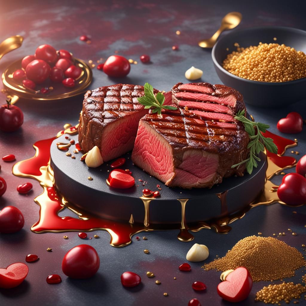 Delicious Beef Steak with Gold Accents