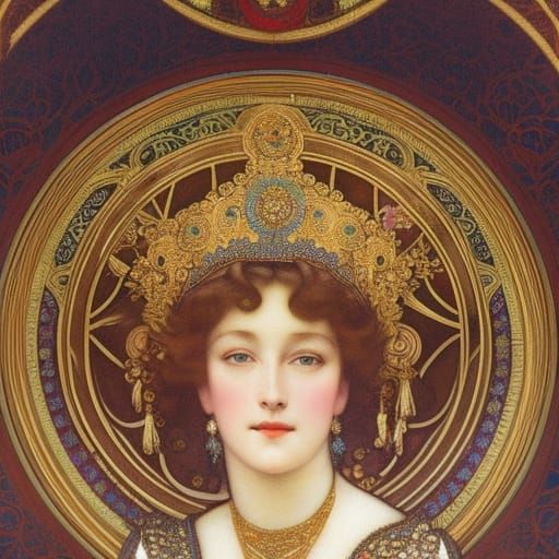 Byzantine Noblewoman Portrait in Art Nouveau Style