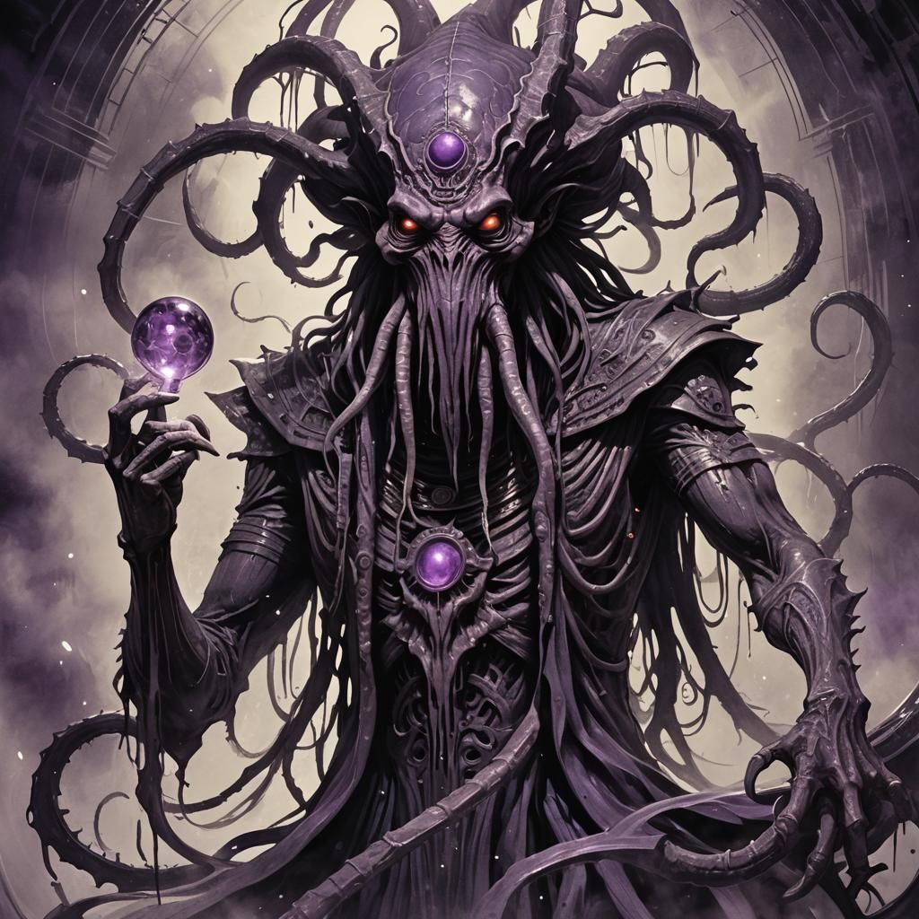 Ink Wash Painting of Nyarlathotep