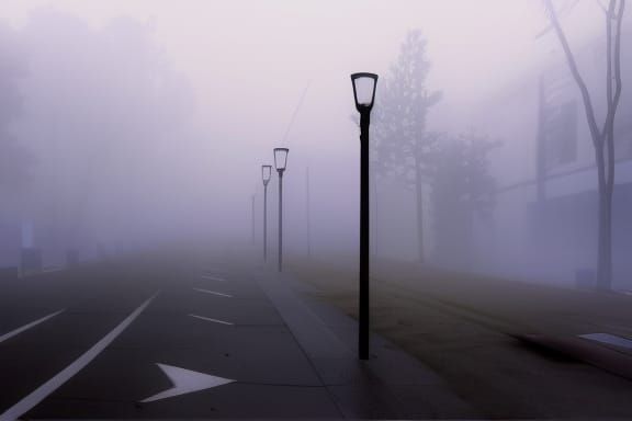Eerie Foggy Street with Volumetric Lighting