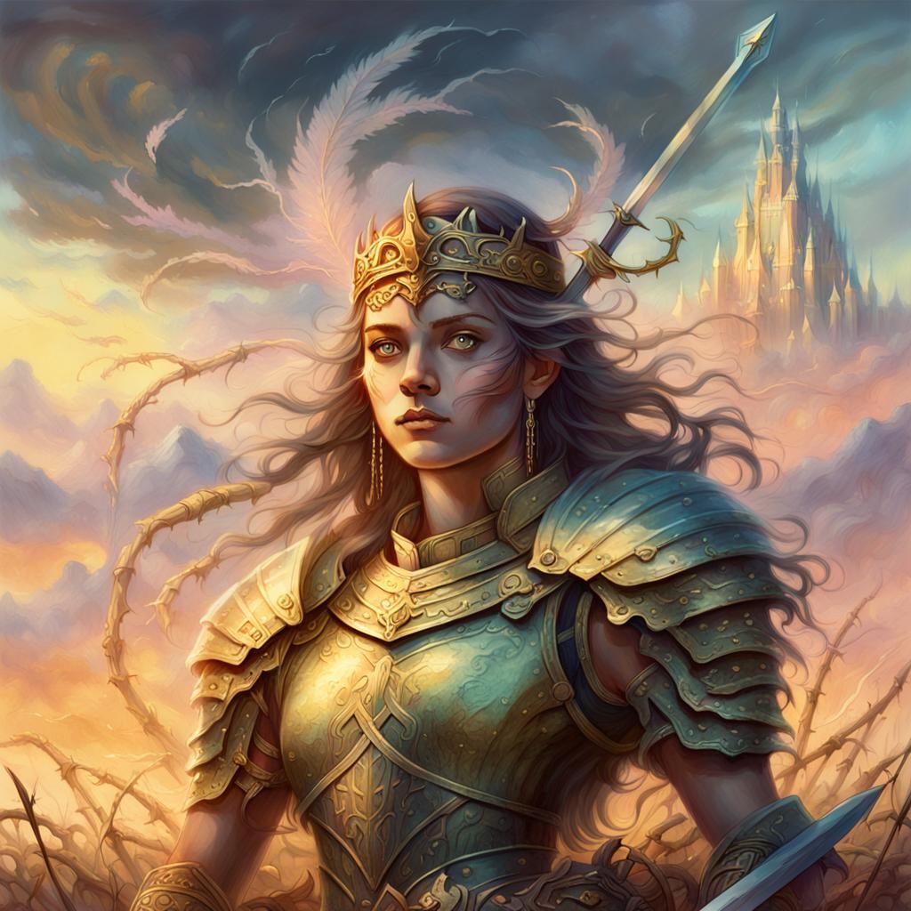Warrior Princess Transcends in Ethereal Fantasy Art