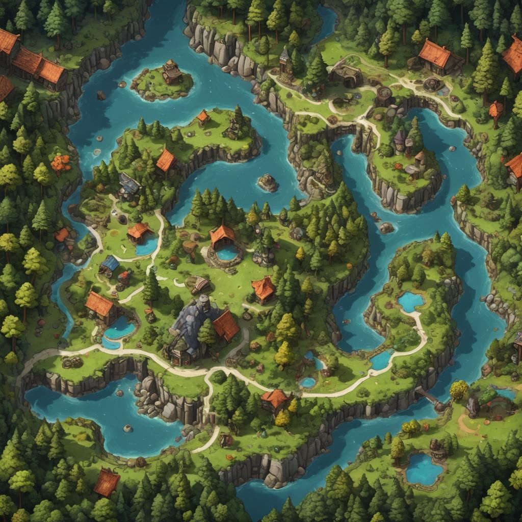 Forest Map for RPG Maker in Detailed Matte Style