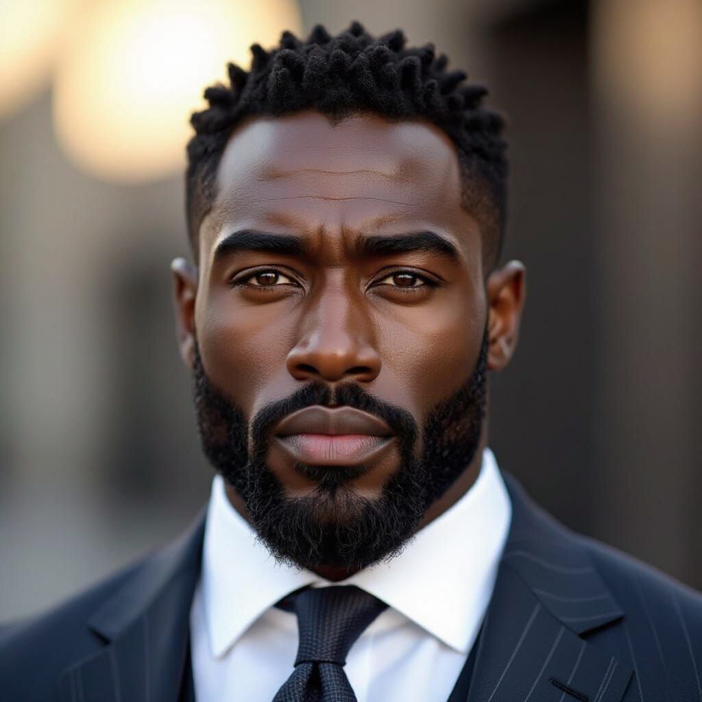 Majestic African God in Business Suit as Oil Painting