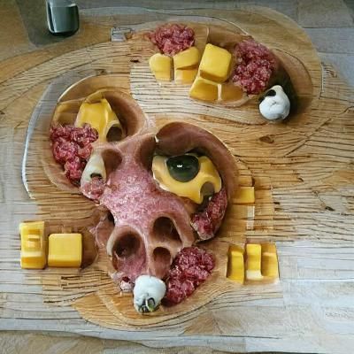 Macabre Still Life: Skull Surrounded by Food