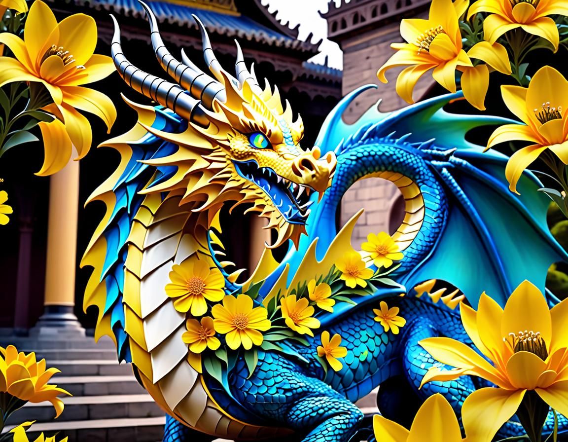 Majestic Floral Dragon Guardian of the Palace