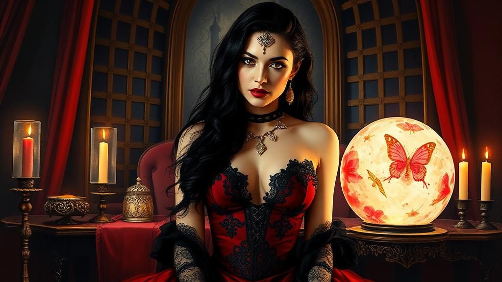 Victorian Séance: A Surreal Gouache Painting