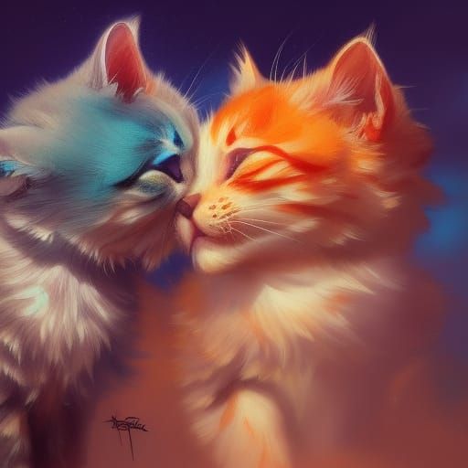 Kittens in Love: Hyperdetailed Digital Art