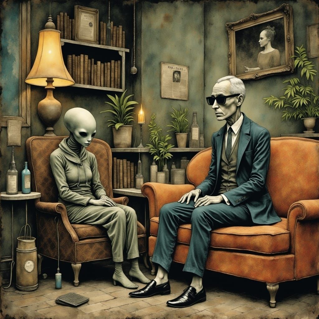 Vintage Therapist's Office Encounter with an Alien