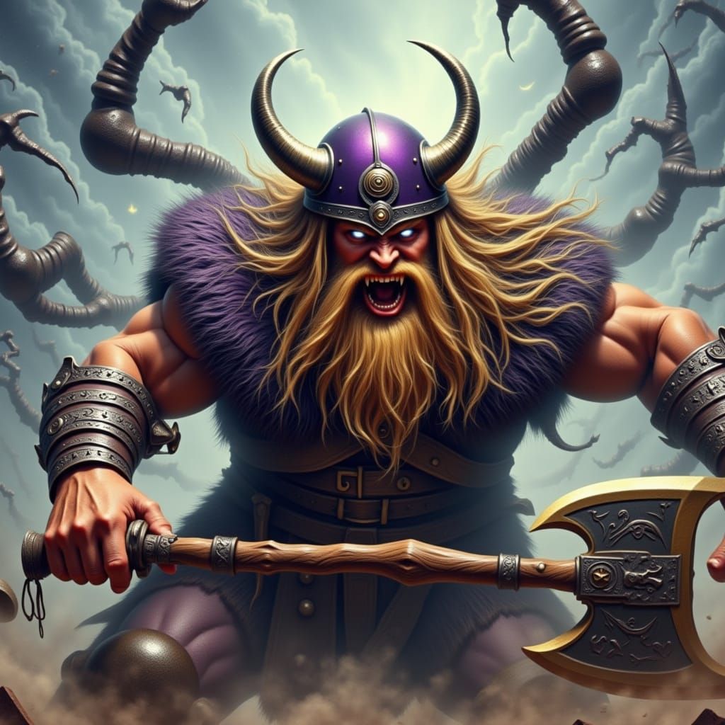 Viking Warrior Unleashes Fury in Valhalla
