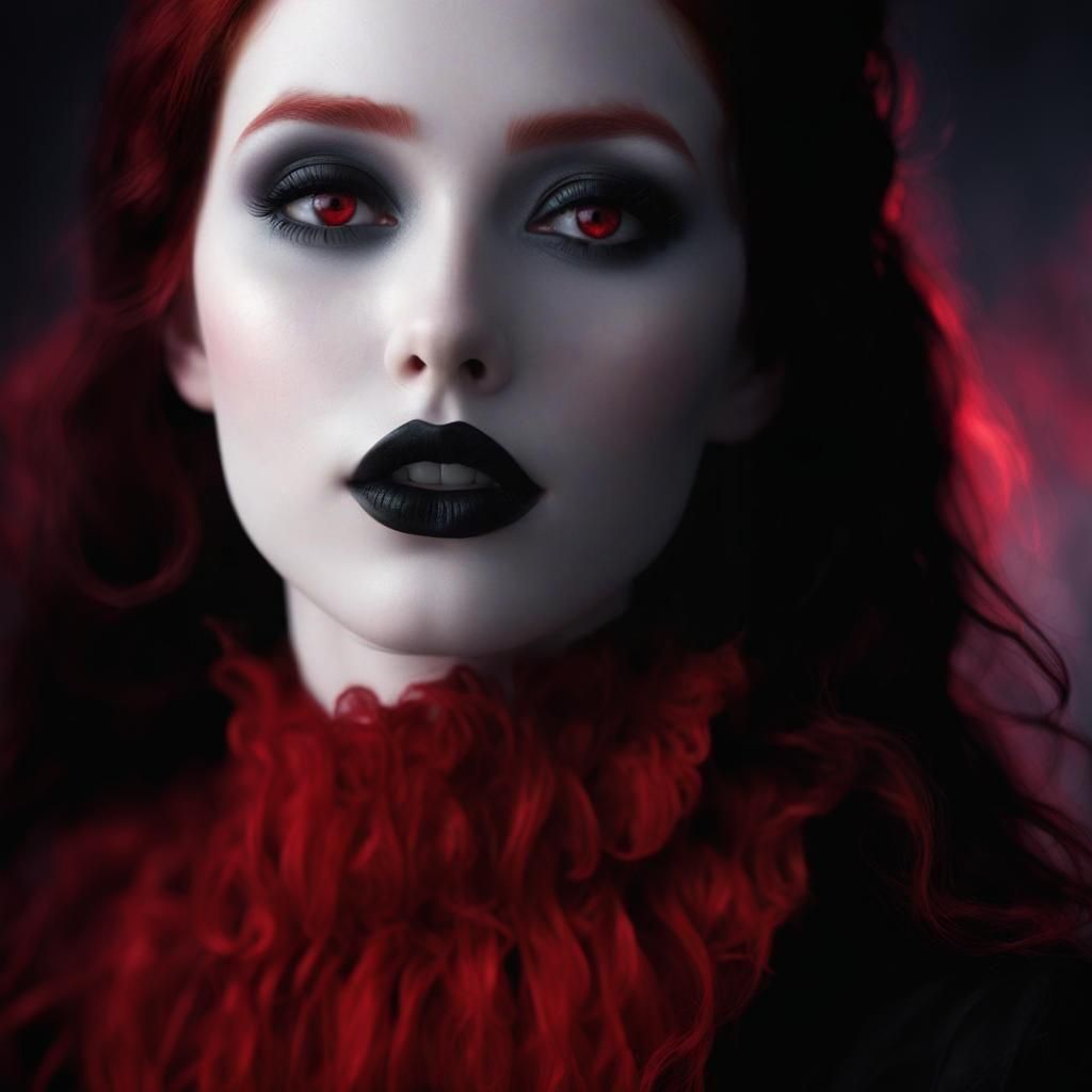 Realistic portrait of an ethereal gothic beauty with wavy cr...