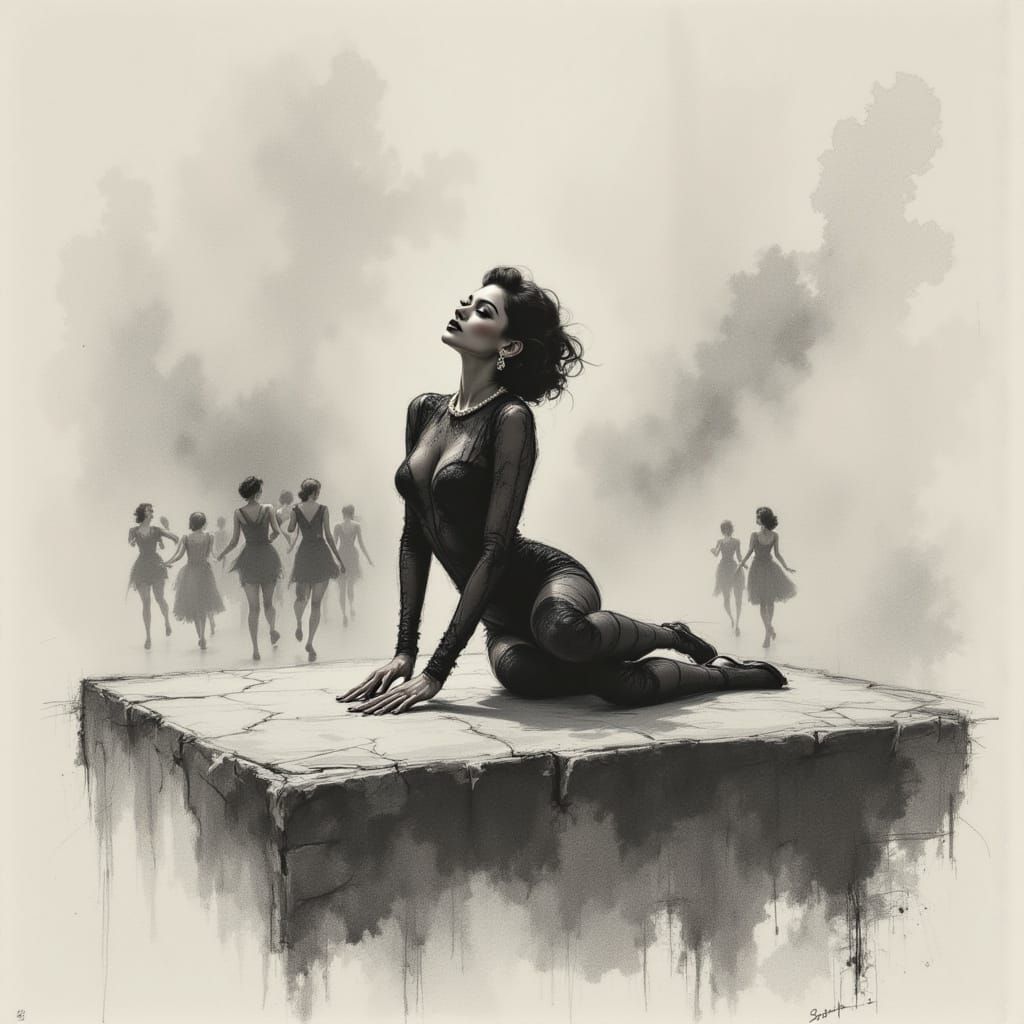 Ethereal High-Fashion Dancer on Ruins