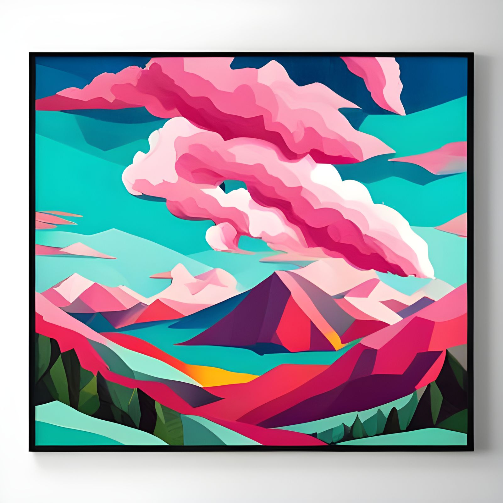 Fauvist Cherry Blossoms with Turquoise Sky