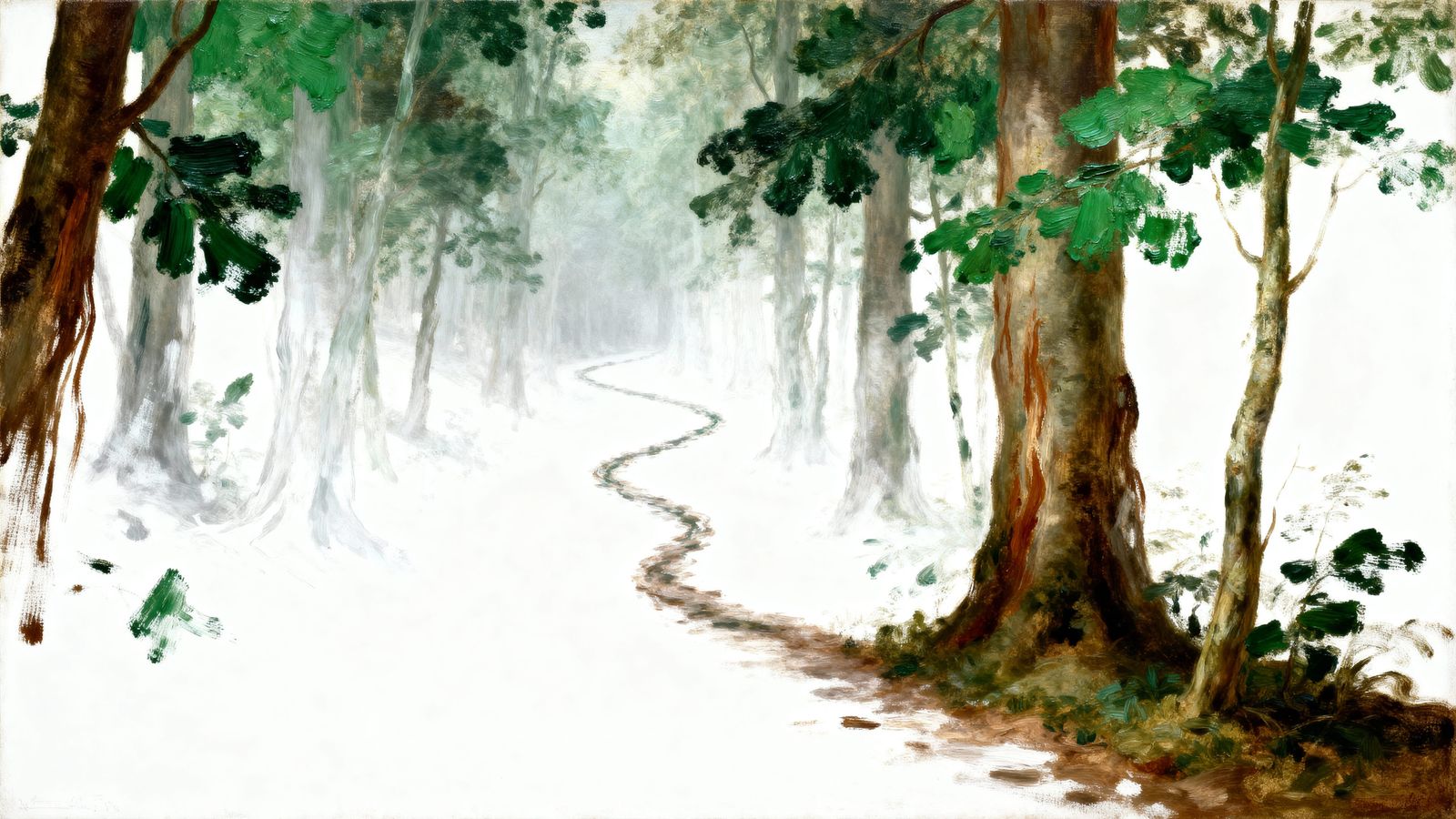 Generative Art Forest Path in Oil Paint Style