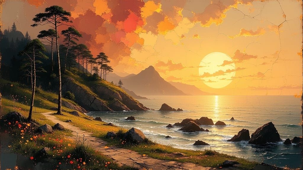 West Coast Sunset Fantasy Landscape in 16k