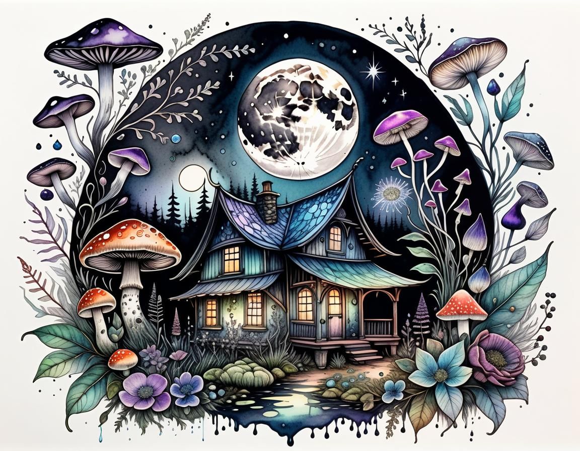 Botanical Ink Art with Fine Lines and Elegance