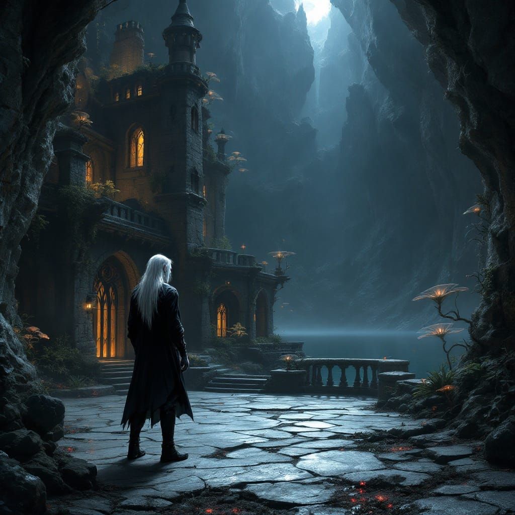 Drow Warrior in Underground Realm