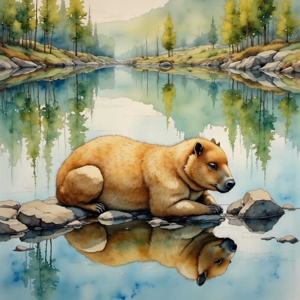 Capybara in Epic Impressionist Masterpiece with Thick Brush...