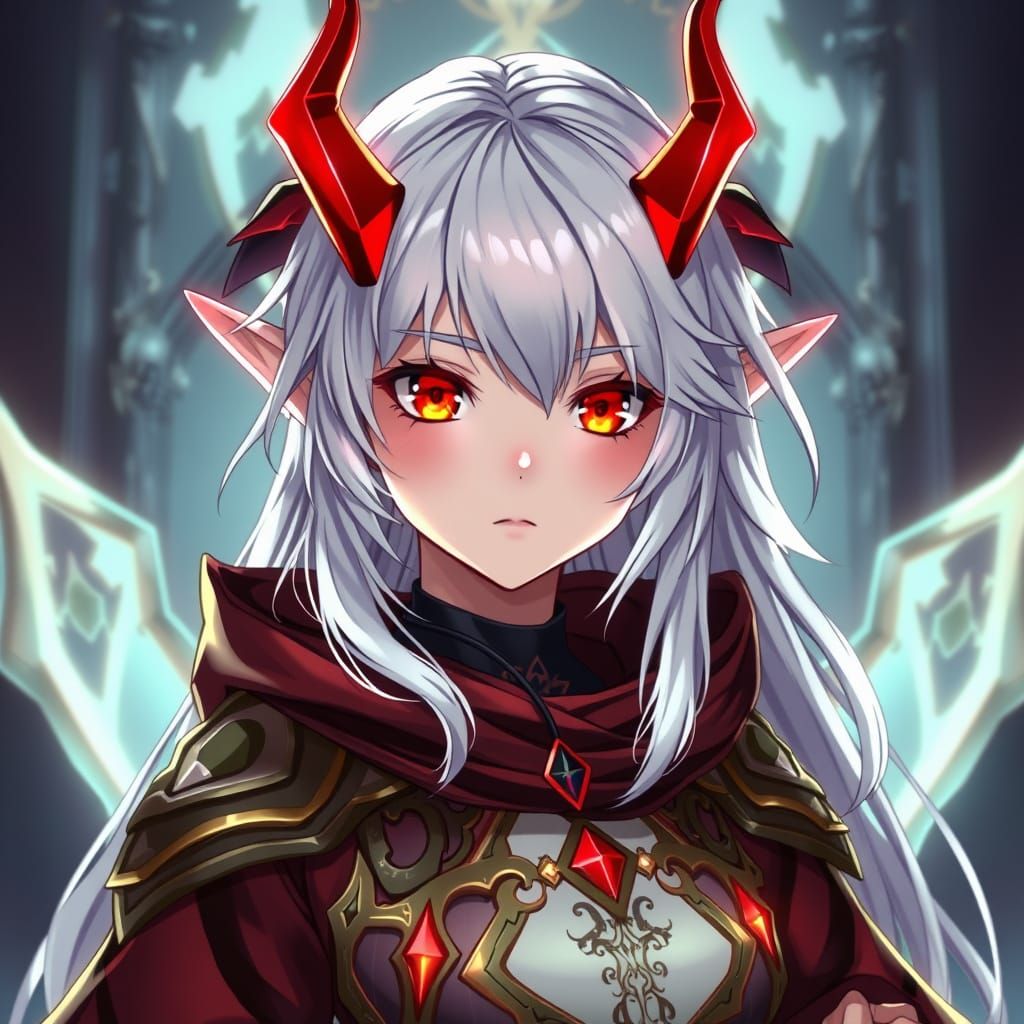 Anime Elf Girl Portrait in Studio Trigger Style