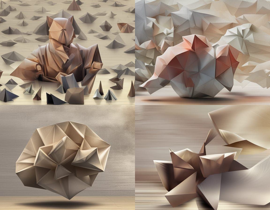 Detailed Origami Paper Folds in 8K Resolution