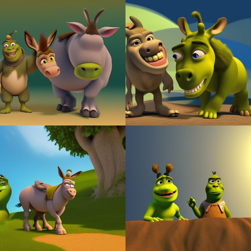 Donkey and Shrek: 3D Digital Art