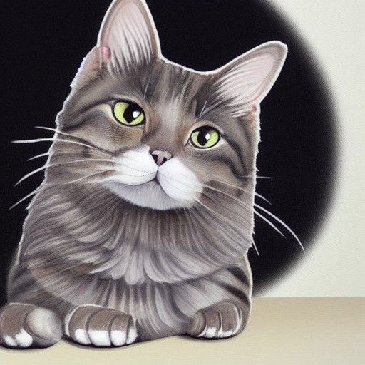 Realistic Cat in Black Outfit: Gouache Painting