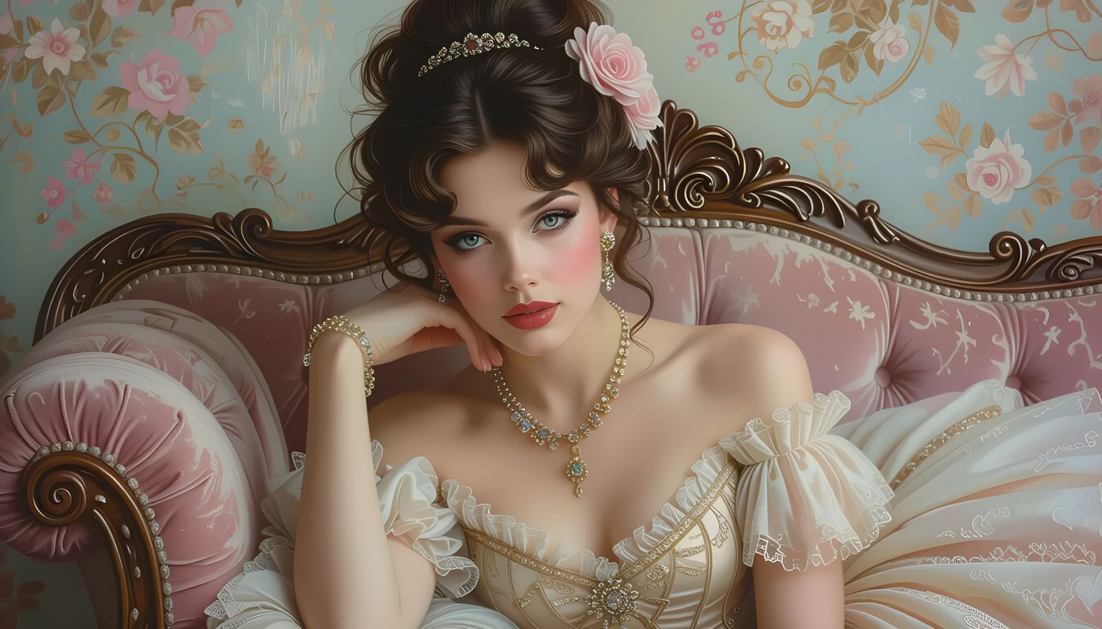 19th Century Woman on Chaise Lounge, Sensual Realism