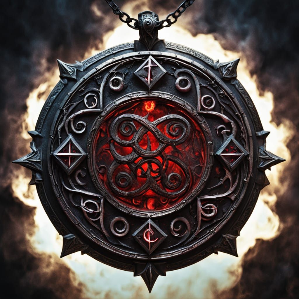 Ancient Dark Fantasy Necklace with Glowing Runes