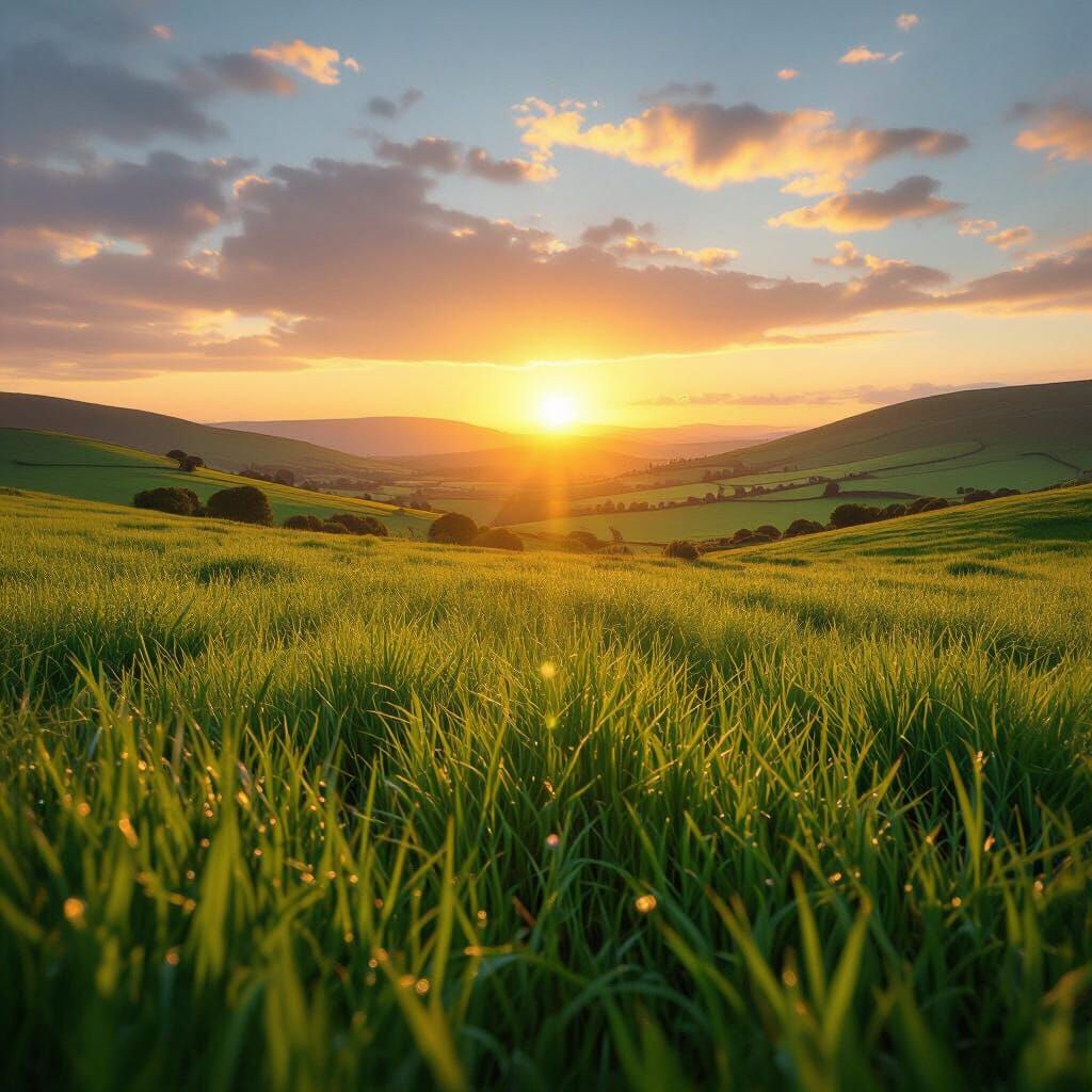 Golden Hour Irish Meadow at Sunset