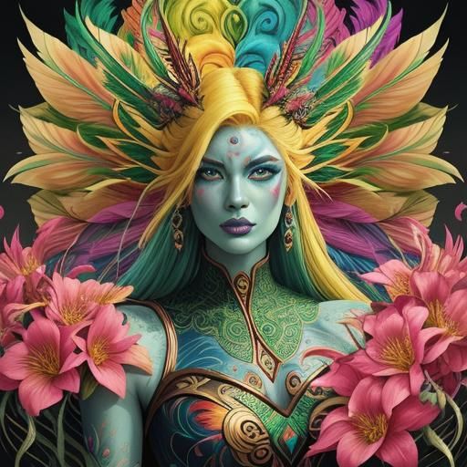 Dragon Peacock Woman in Fantasy Comic Art