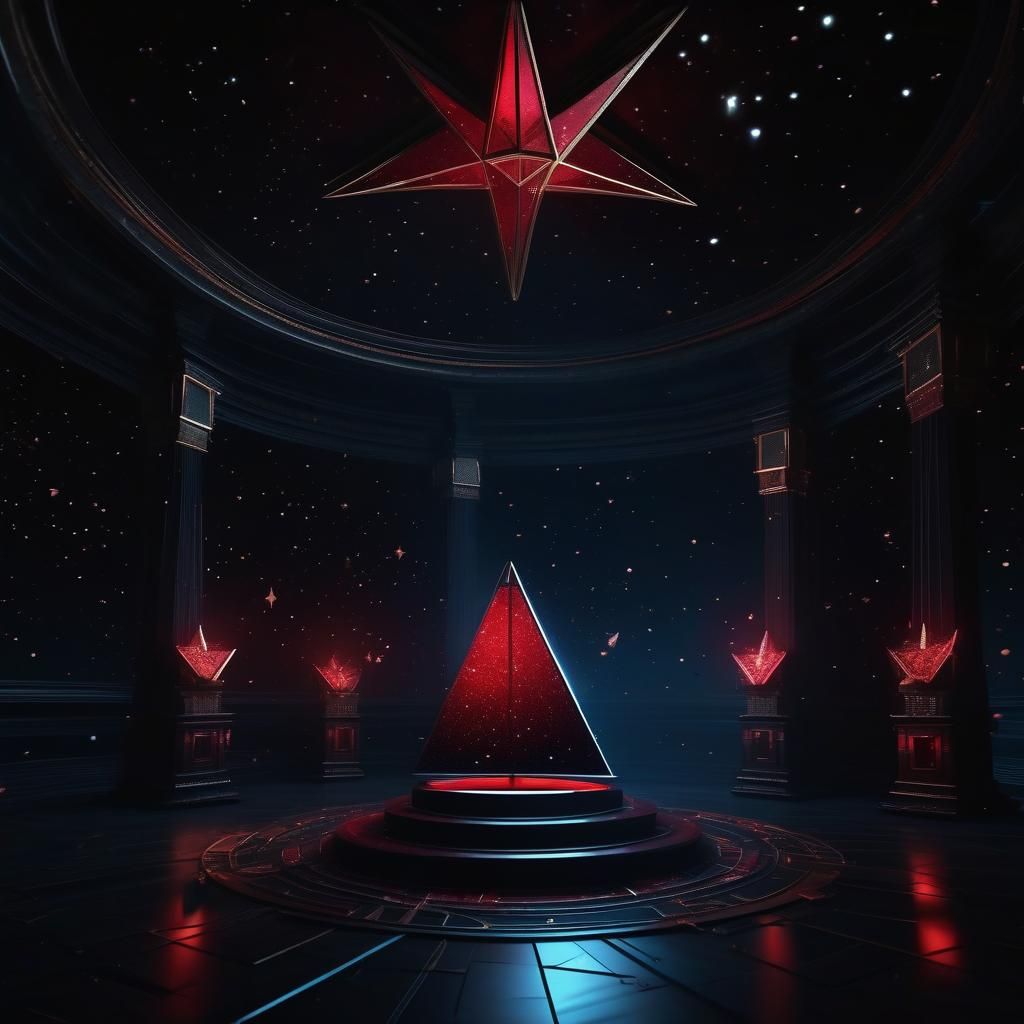 Ruby Pyramid in Starry Room: Fantasy Concept Art