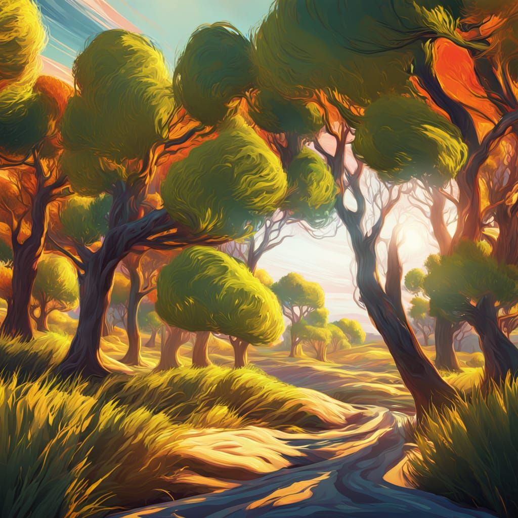 Yoset in Sunlit Field: Vibrant Digital Art