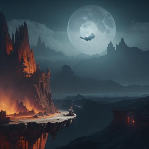 Helicopter on the Moon: Detailed Matte Painting