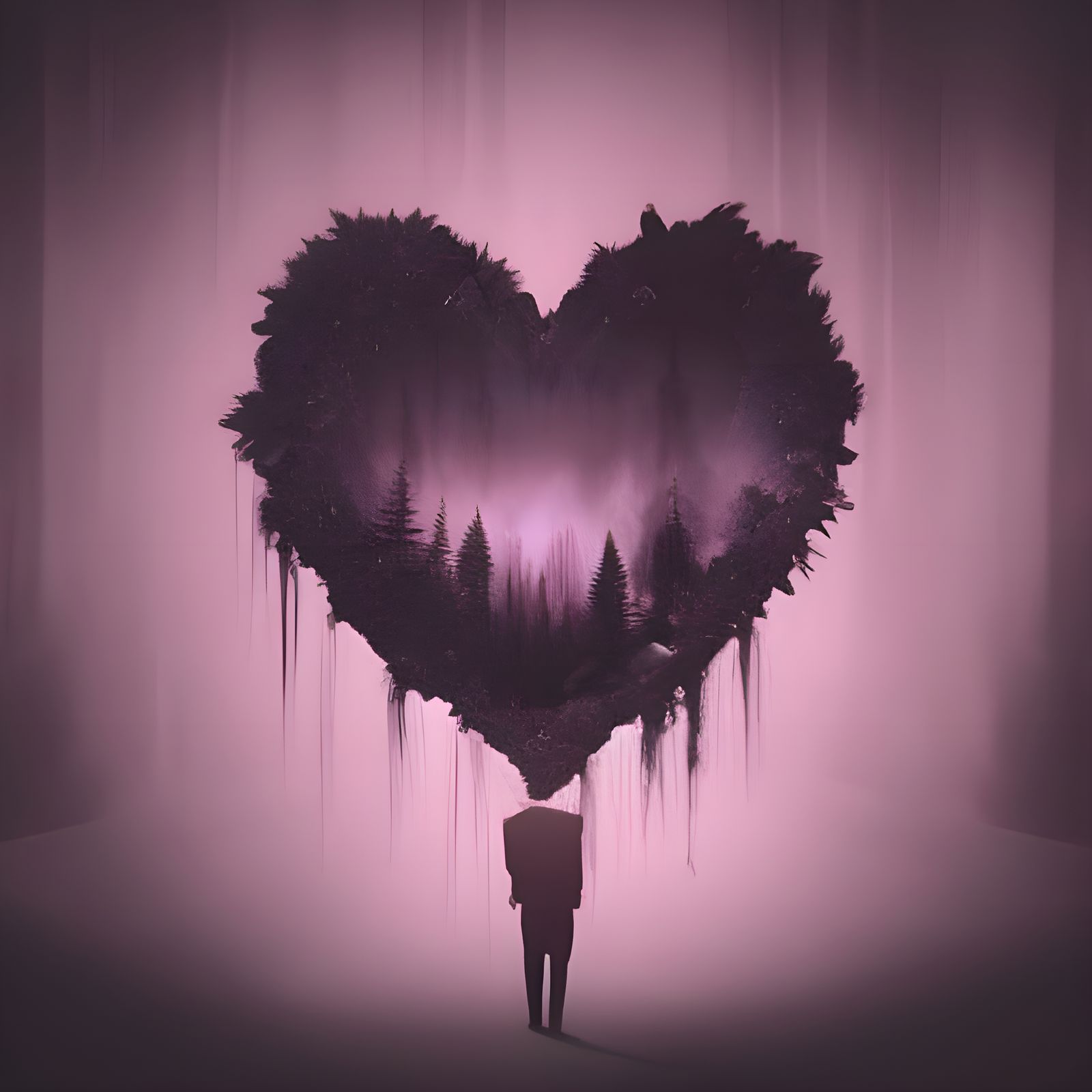 Green Heart Symbol in Shadow Ambiance