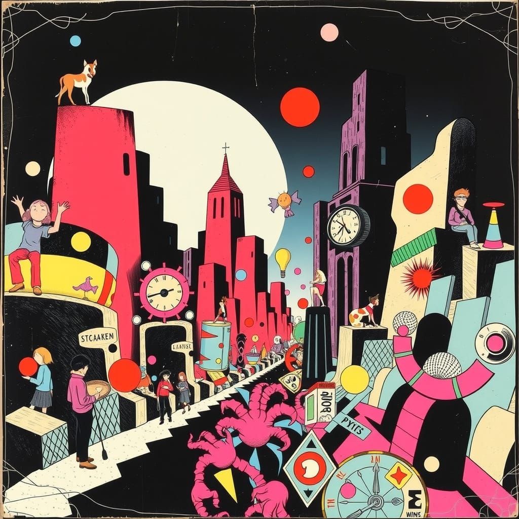 Chaotic Punk Rock Album Cover in Vibrant Colors