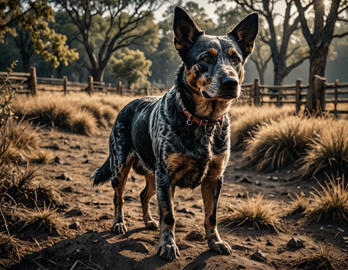 Hyperrealistic Cattle Dog Portrait in High Definition