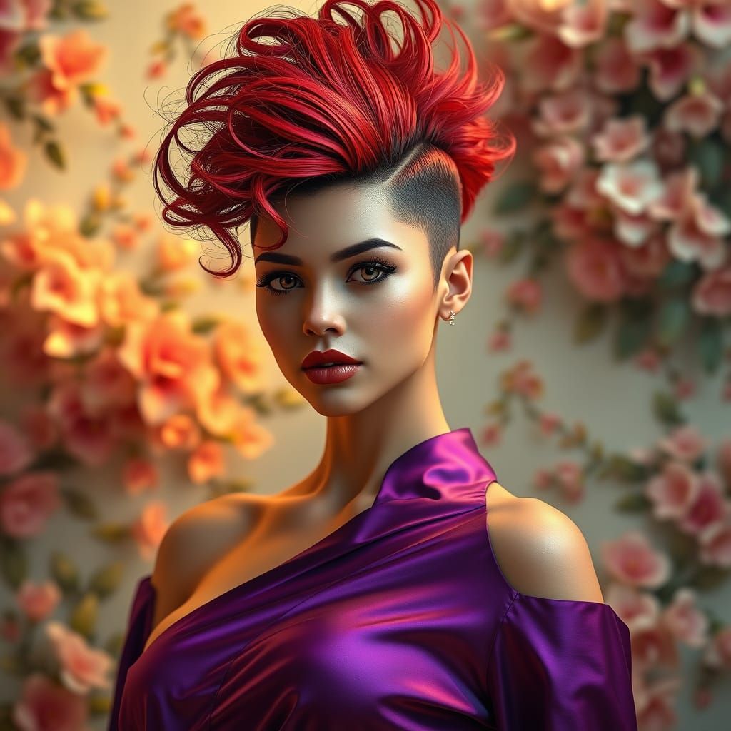 Stunning Hyper-Realistic Portrait of a Woman with Vibrant Re...