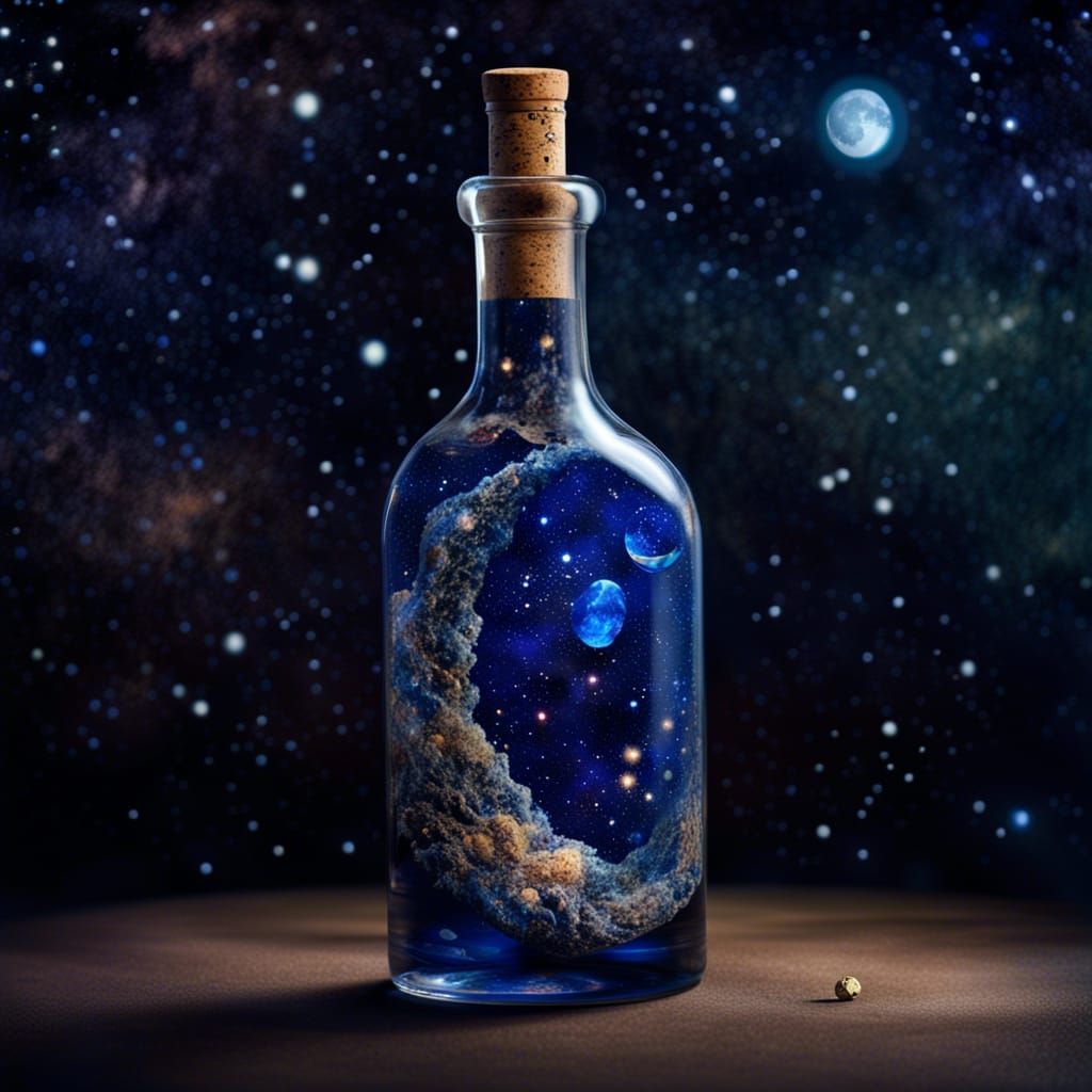 Night Sky Nebula in a Bottle: Watercolor Art
