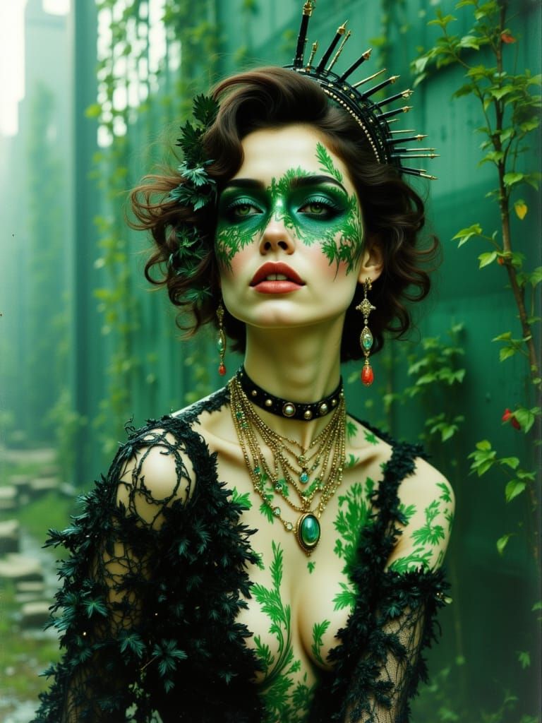 Poison Ivy Steampunk Couture in Vintage Style