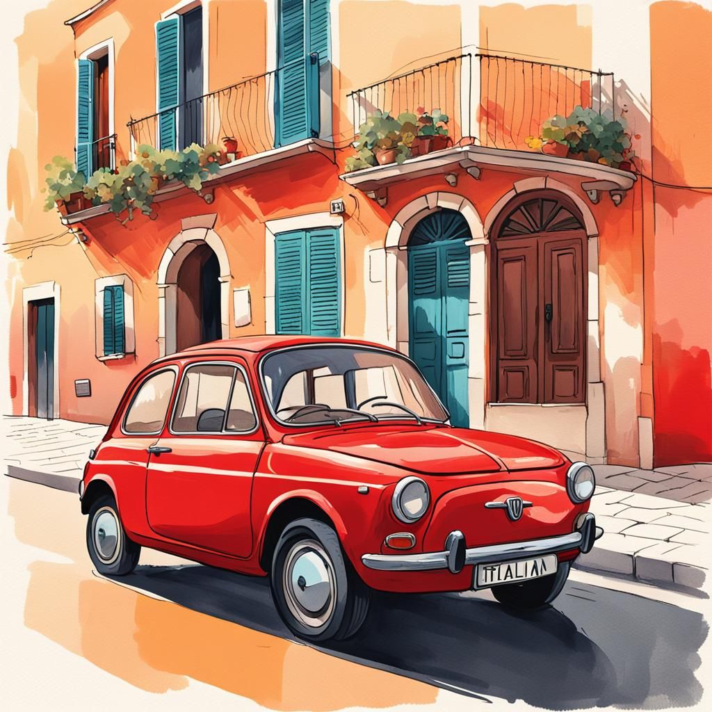 Retro Car Illustration: Jolly Macchia on the Coast