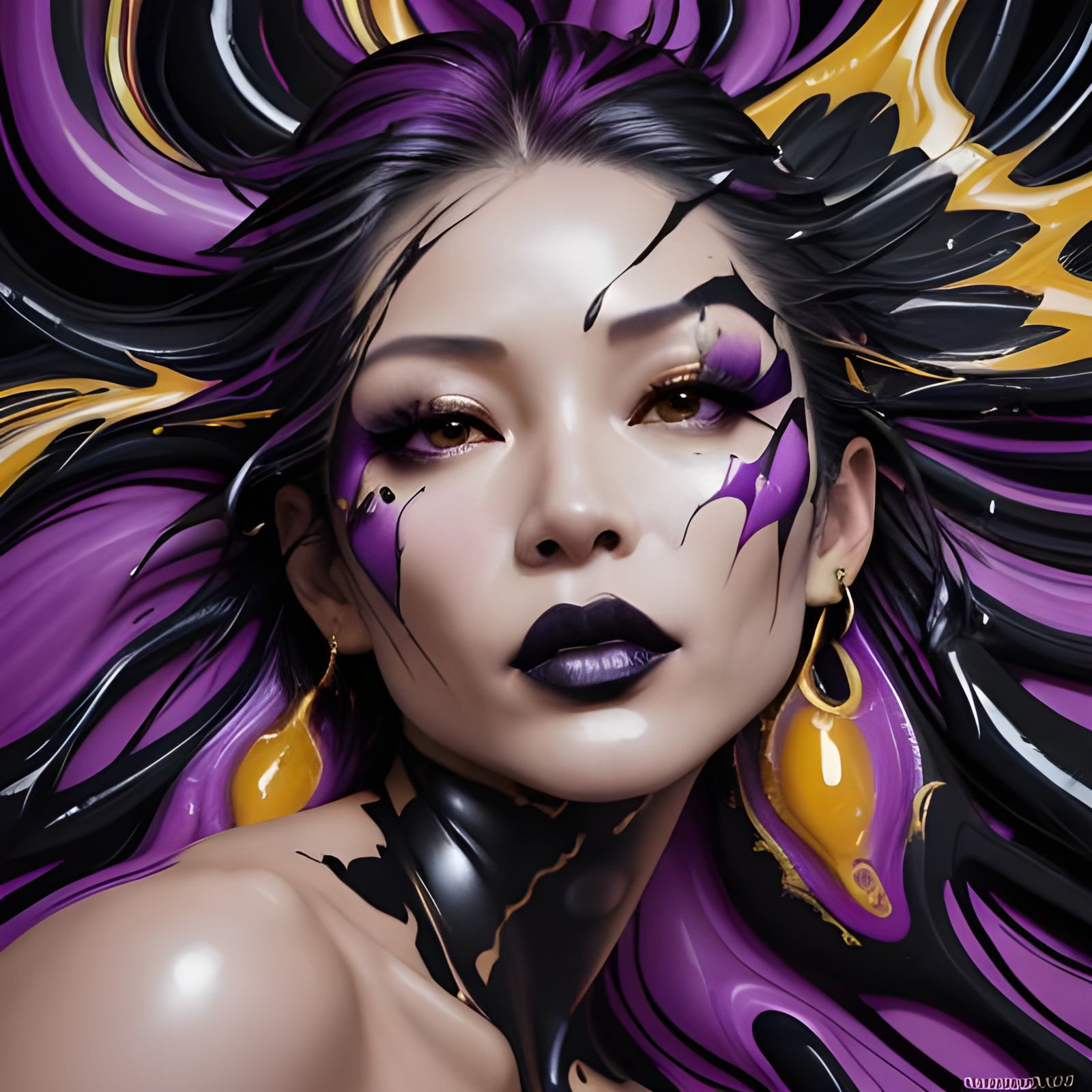 Dark Dryad Seduction with Golden Cracks