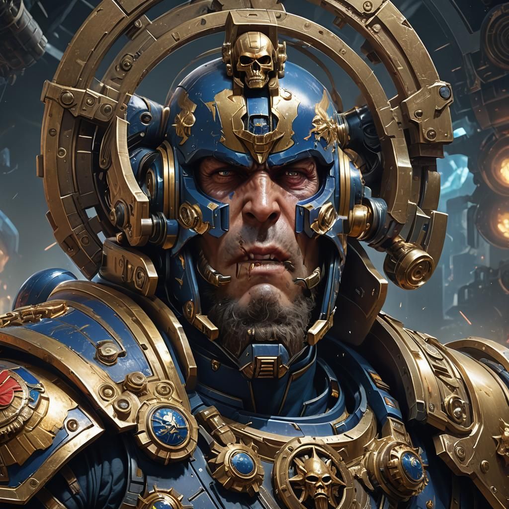 Warhammer 40K Space Marine Portrait in Artstation Style