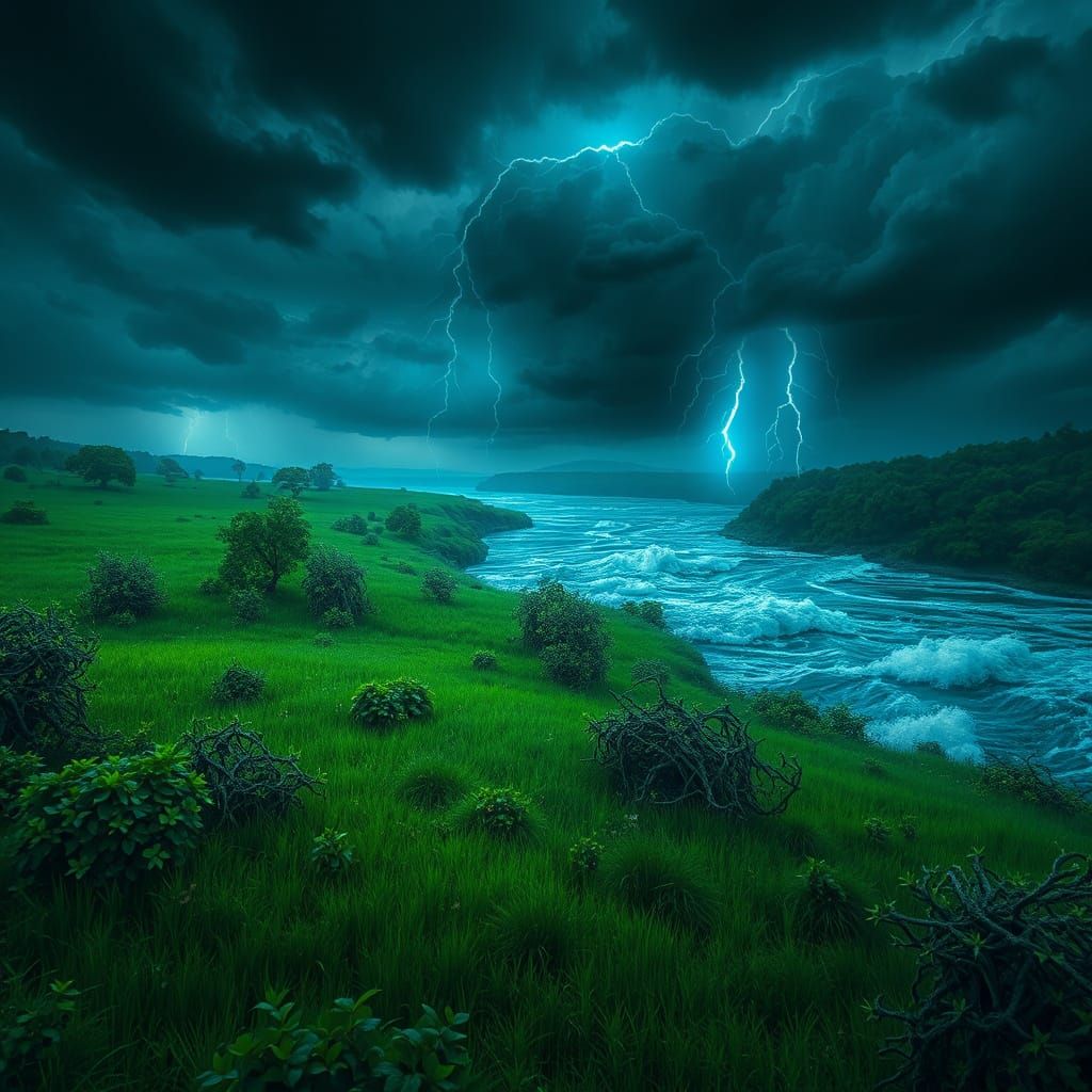 Turbulent River Landscape in a Fantasy World