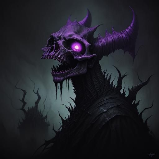 Gothic Horror Skull Crawler with Glowing Eye