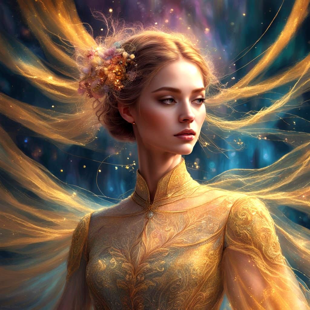 Girl of Threads Controlling Dreams in Matte Painting