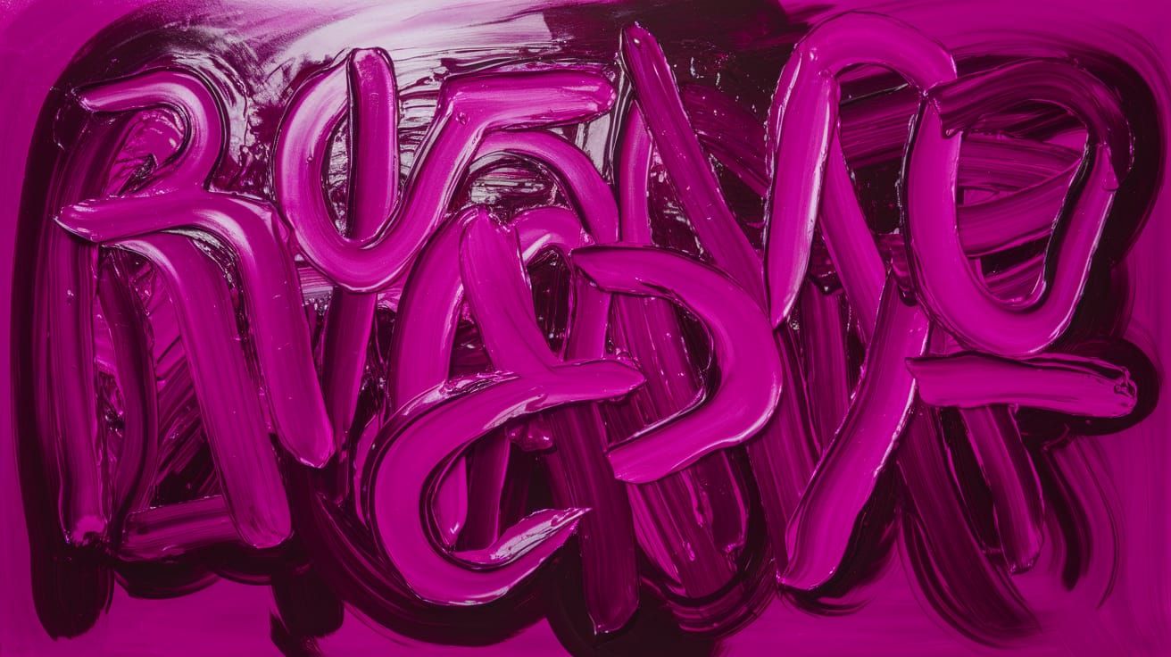 Abstract Expressionist Masterpiece in Vibrant Magenta