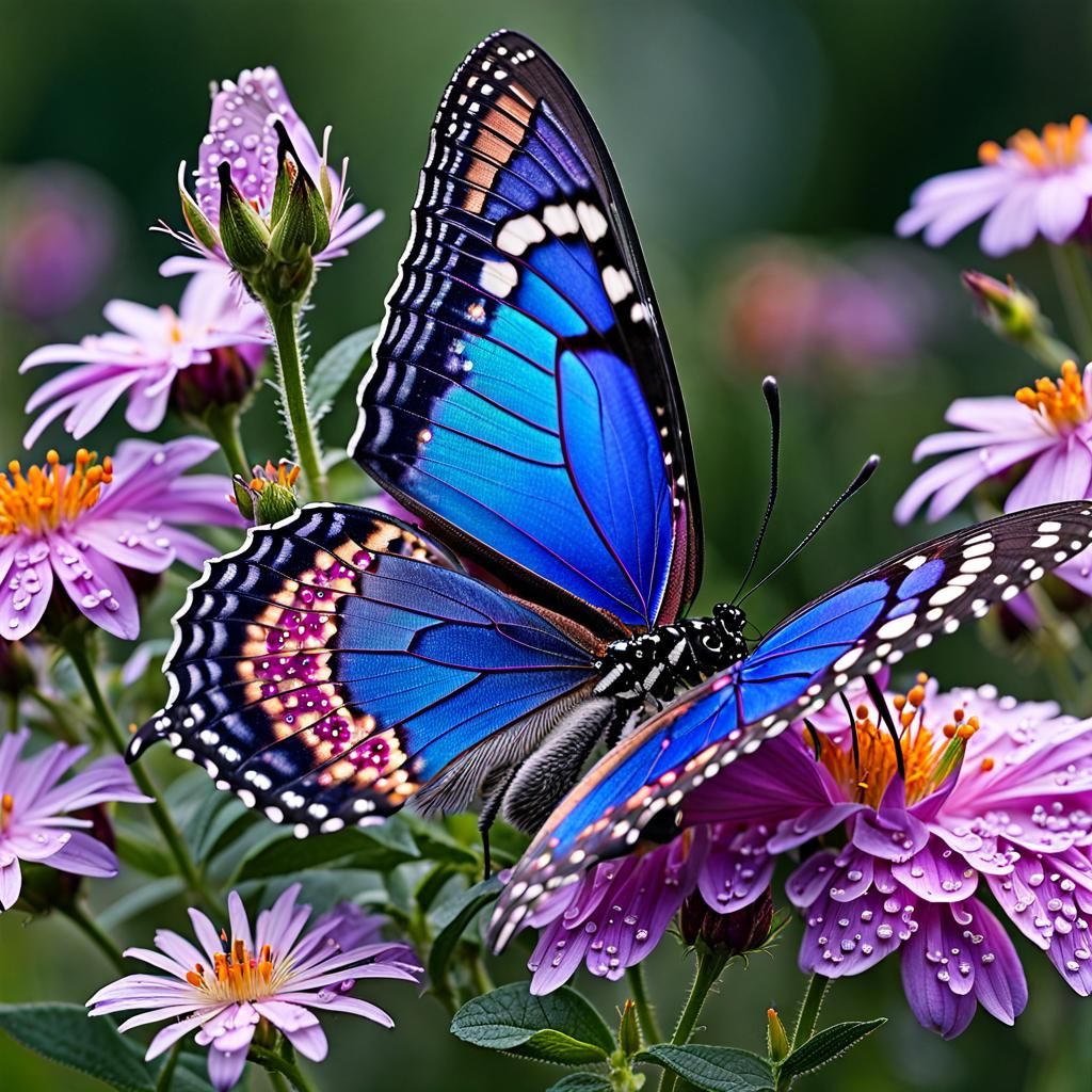 Detailed Butterfly with Sparkling Wings in Tonalist Style